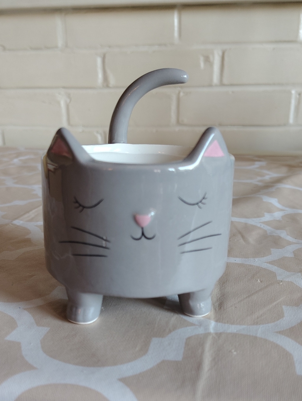 Gray Cat Ceramic Planter Succulent Pot